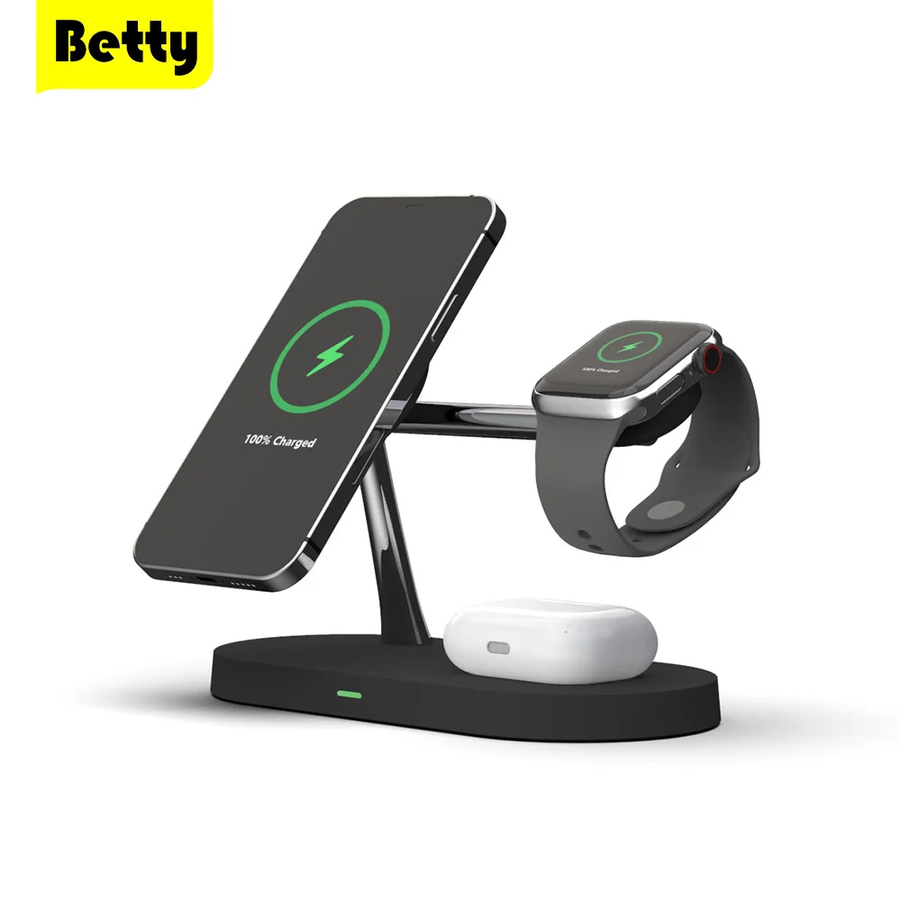 Betty Wireless Chargers For iPhones Charging Stand Magnetic For iPhone 12 Pro Magsafing Airpods iWatch Wireless Charger Station