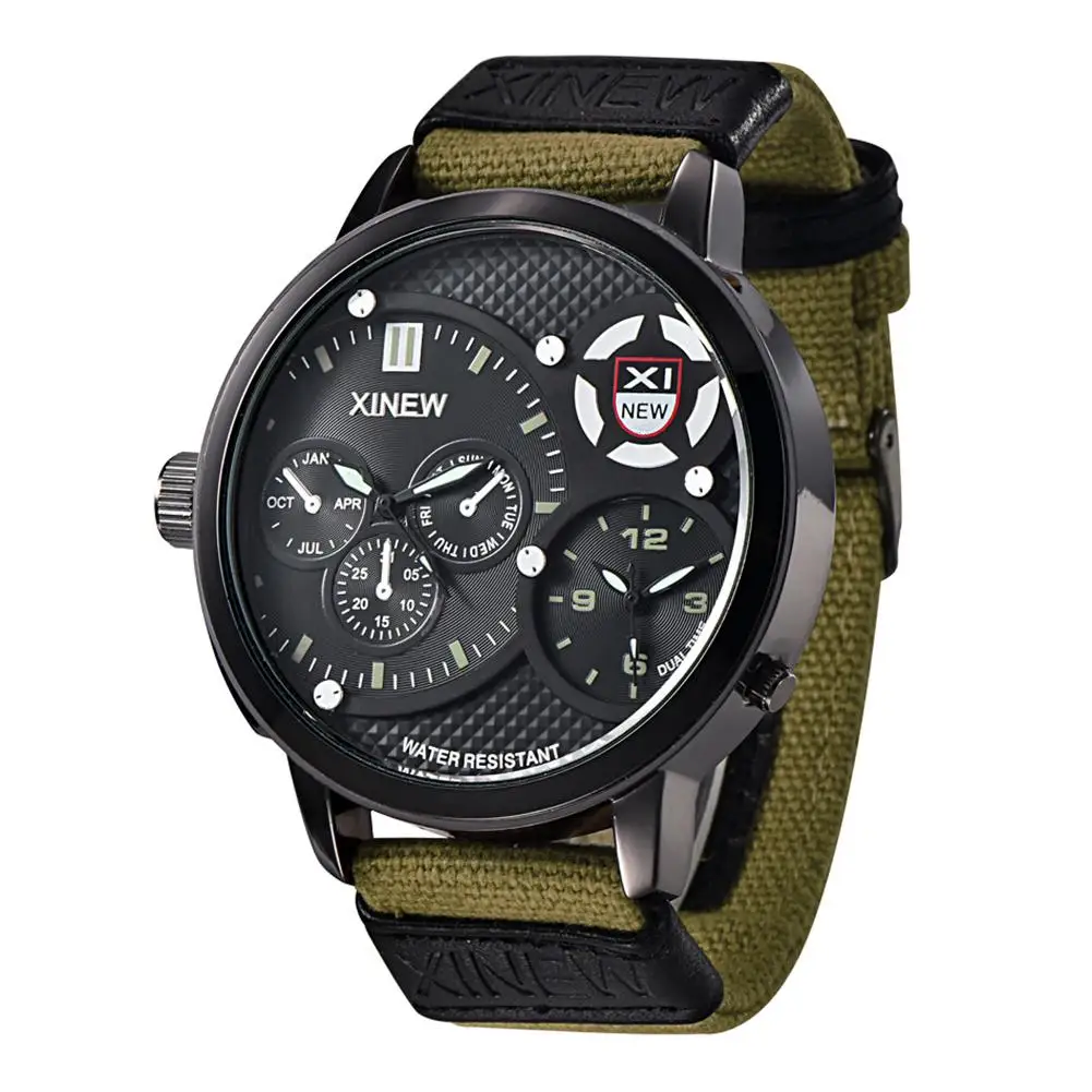 

Fashion Sport Canvas Band Men Round Analog Quartz Wrist Watch Jewelry Gift Mas-culino Fashion Men's Watch Large Dial Militarys