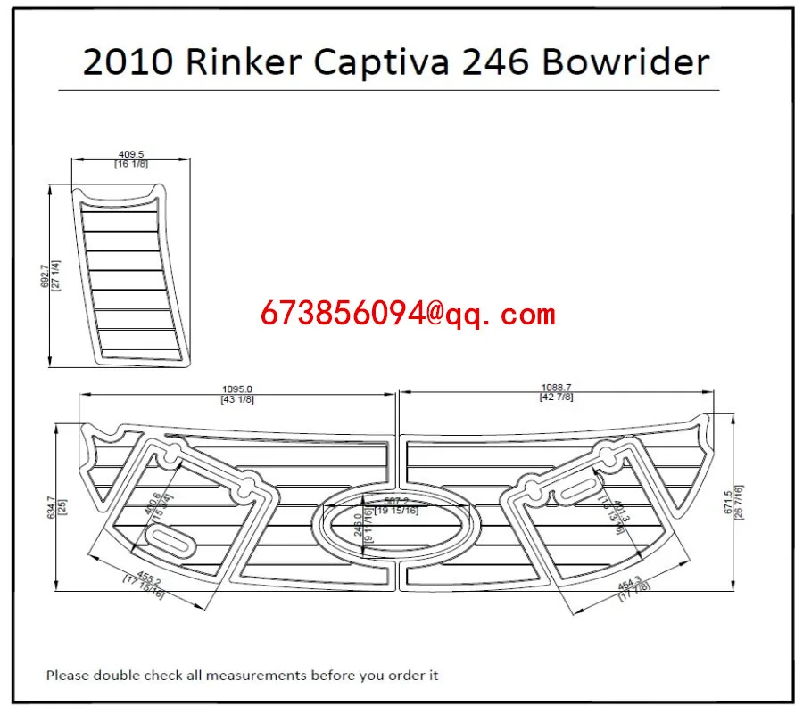 2010 РИНКЕР Captiva 246 Bowrider Плавающая Платформа Pad 6 мм Лодка EVA тик настил 1/" 6 мм