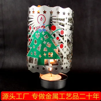 

Feiteng Rotating Candlestick Christmas Tree Style Metal Lantern Seven Days