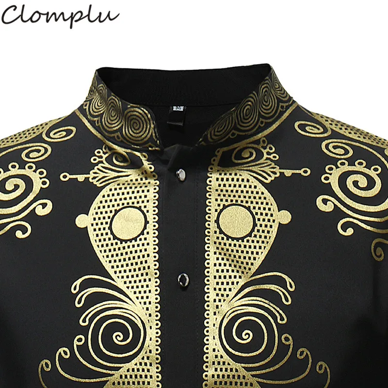 Clomplu Dashiki модная африканская одежда с длинными рукавами Дашики Мужская осенняя одежда с принтом рубашки красный черный белый плюс размер