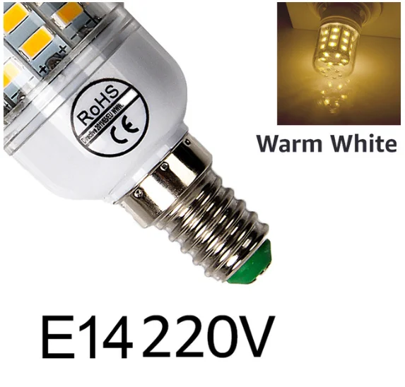 E27 светодиодный светильник E14 светодиодный лампы SMD5730 220V лампы кукурузы 24 36 48 56 69 72 светодиодный s люстры лампы в форме свечи светодиодный светильник для украшения дома ампулы - Испускаемый цвет: E14 220V Warm white
