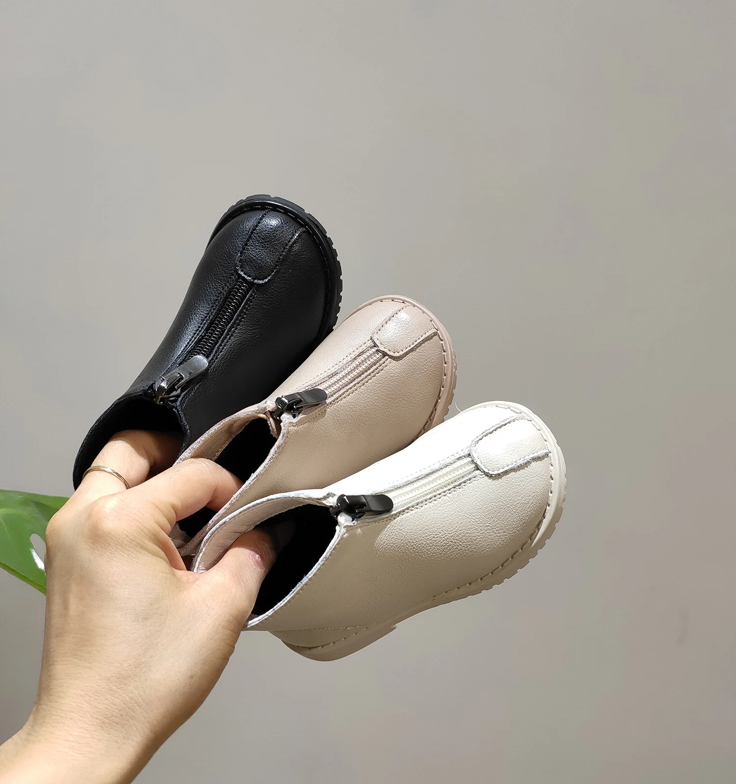 Boots for Toddler Girl Genuine Leather Children Boots Front Zipper Girls Martin Boots Soft Leather Kids Princess Shoes