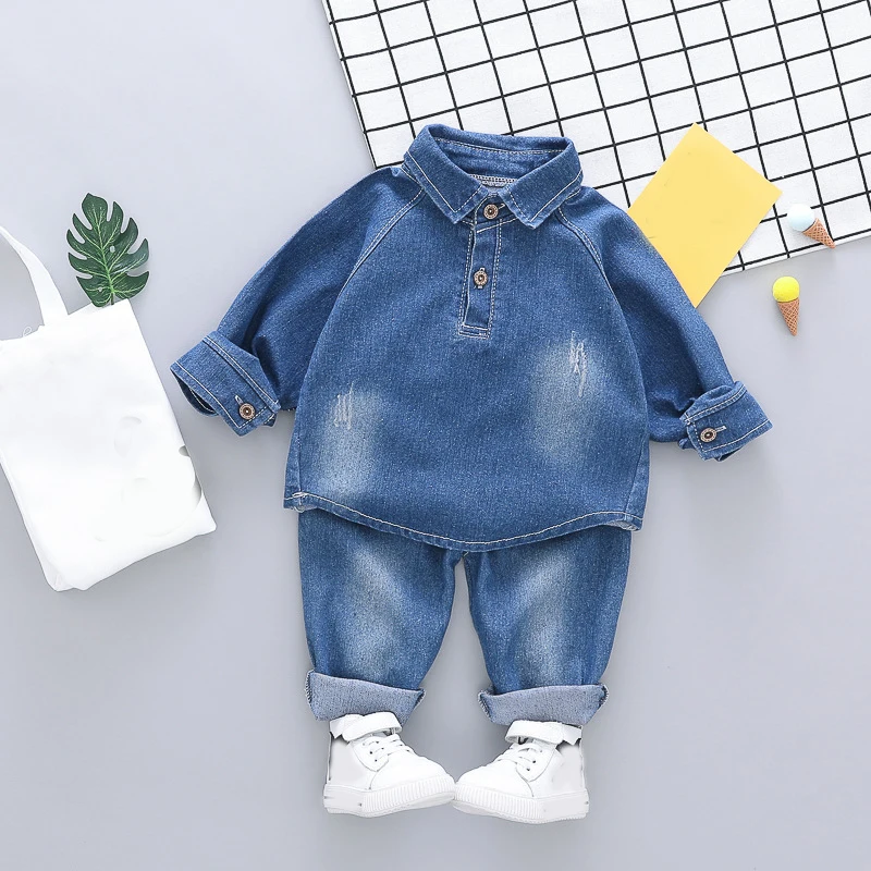 

Girls Clothes Baby Boys Clothing Set Fashion Toddler Soft Denim Set Spring Autumn Pilot Children Kit 2 pieces 1 2 3 4 Year