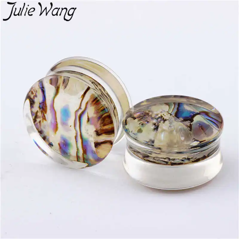 Julie Wang 1 пара 6-20 мм акриловая оболочка Ушные Тоннели серьги-Плаги для пирсинга гибкие кожаные ушные манометры пирсинг ювелирные изделия