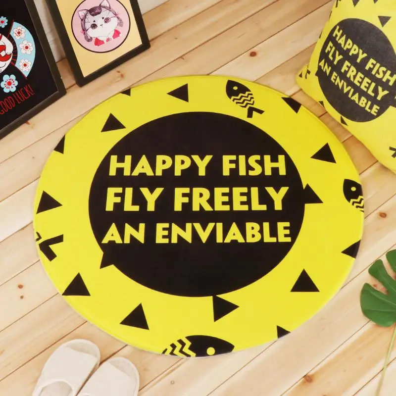 

Europe Fashion Vinyl Record Pattern Mats Creative Round Mat Retro Black Carpet Study Room Area Rug Decorative Carpet