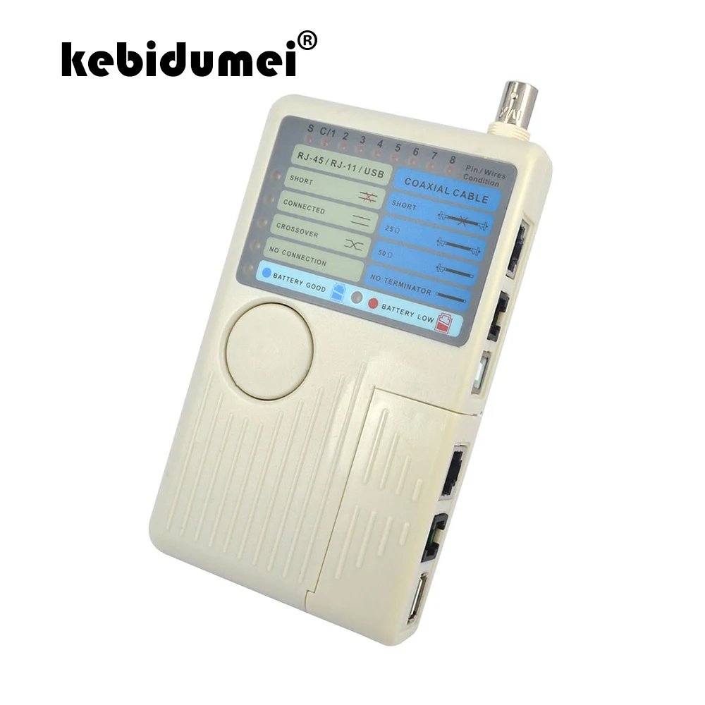 Тестер сетевого кабеля kebidumei 4 в 1 LAN дистанционный RJ11 RJ45 USB BNC для UTP STP кабелей