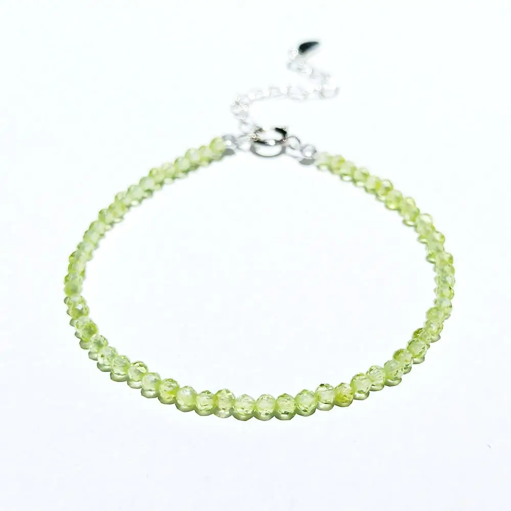 

Lily Jewelry Natural Peridot Bracelet 925 Sterling Silver adjustable Bracelet Gemstone Jewelry Gift for Friend Birthdat