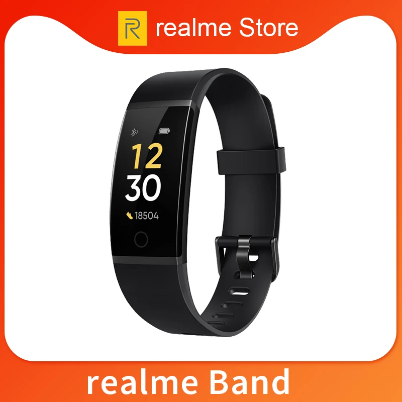  Смарт-браслет realme с большим цветным экраном, смарт-браслет в реальном времени, пульсометр Bluetooth 4,2, спортивный водонепроницаемый смарт-…