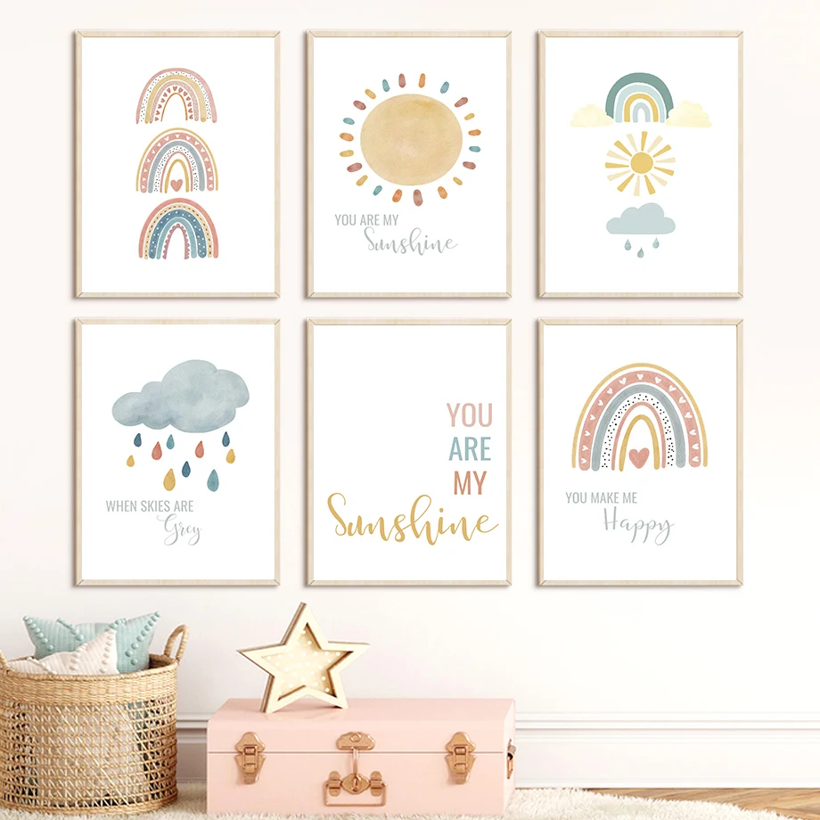 Cartoon Sun Rainbow Cloud Rain Wall Art Canvas Painting Nordic Posters And Prints Nursery Wall Pictures For Baby Kids Room Decor Cartoon Sun Rainbow Cloud Rain Wall Art Canvas Painting Nordic Posters And Prints Nursery Wall Pictures For Baby Kids Room Decor