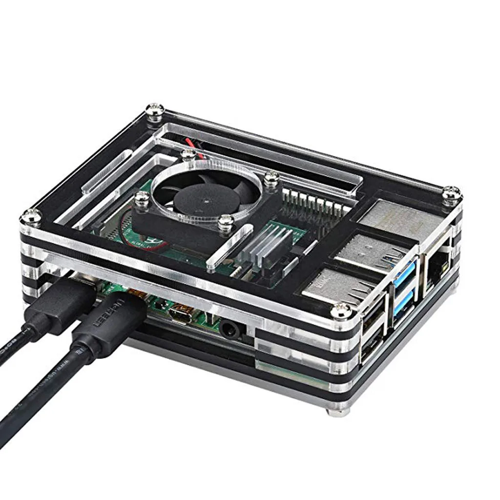 Вентилятор охлаждения для ПК акриловый корпус Raspberry Pi 4 Модель B с охлаждающим