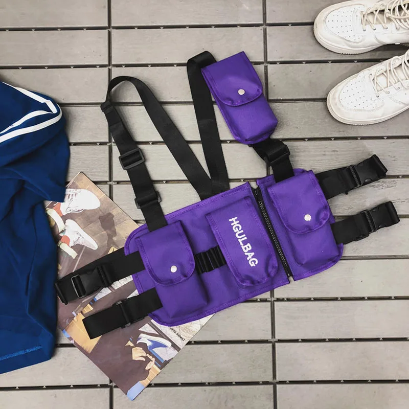 Тактические нагрудные сумки для мужчин и женщин хип-хоп жгут сумка Уличная функциональные поясные сумки Дорожная мужская сумка через плечо холст карман - Цвет: Purple Waist Packs