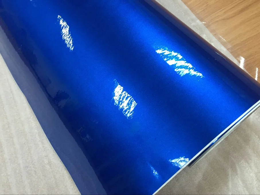 Premium Glossy Metallic Dark Blue Vinyl Wrap Car Wrap With Air Bubble Gloss Pearl Metallic Vinyl Sticker With Air Bubbles