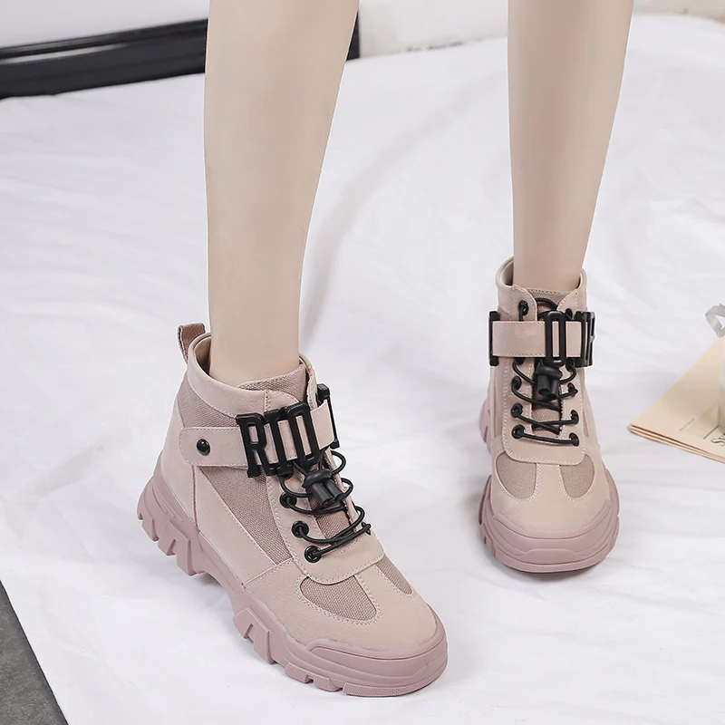 

Autumn Women Ankle Boots Suede Leather Shoes Woman Boots Women Winter 2019 Round Toe Wedge Luxury Brand Square Heel Black