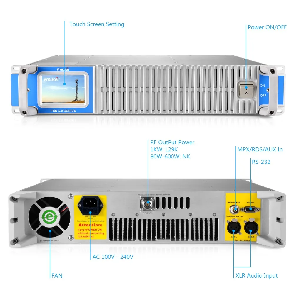 FMUSER FSN-350A 350W Профессиональный радиопередатчик FM возбудитель и вещания радио передатчик 87,5-108 MHz 15 км-20 км