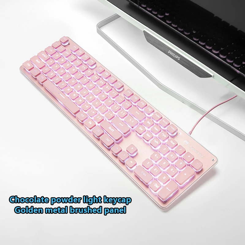 touch keyboard for pc RGB Game Keyboard With Mouse Set Pink Mute Silent Film Cute Backlit Office Game Peripherals Suitable For Laptop wireless keyboard for pc Keyboards