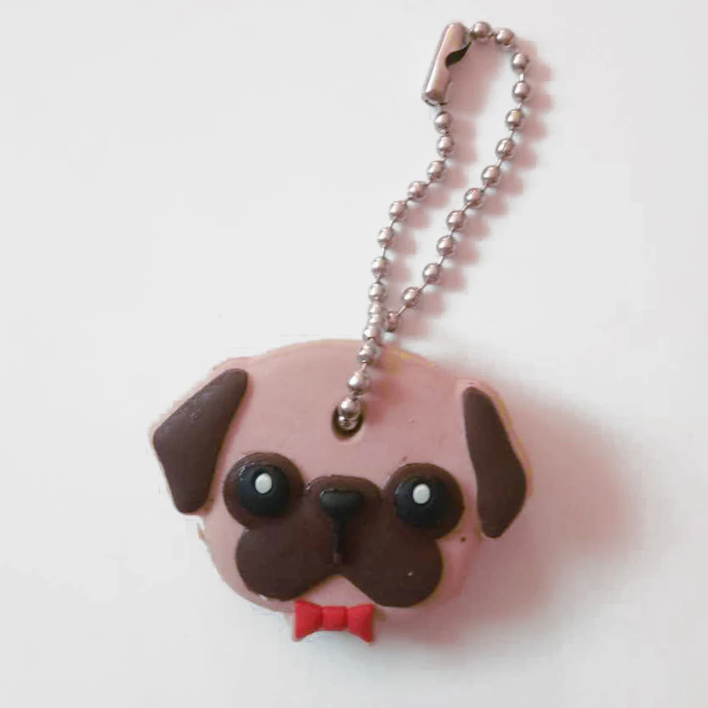 Милый брелок для ключей с щенком Мопсом котом Кроликом, Забавный брелок для ключей с животными, чехол для ключей унисекс, для женщин, детей, мужчин, ювелирное изделие, подарок - Цвет: Розовый