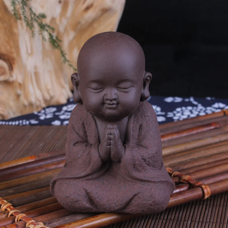 [MGT] Ceramic little monk Buddha Statues tea pet creative home furnishing articles small adornment home decor ornament landscape