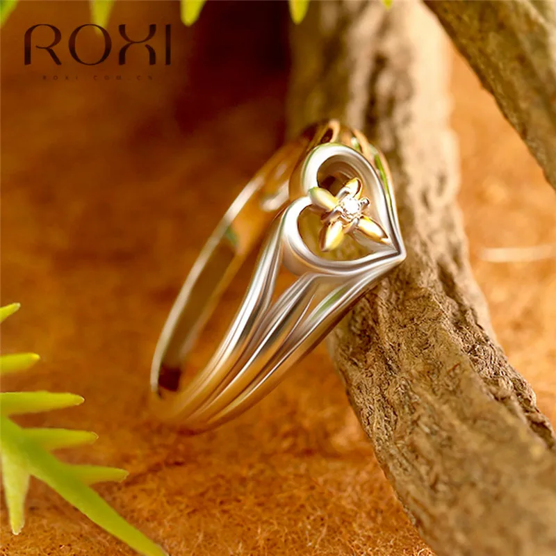ROXI оригинальные циркониевые кольца в форме сердца для женщин модные ювелирные изделия крест полое сердце Изящные обручальные кольца подарок пара обручальные кольца