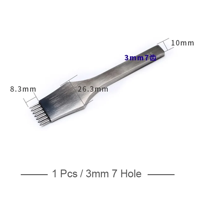 3mm 7 Hole Высокое качество DIY художественные ремесла швейный инструмент круглый кожаный строчка резка ручной работы перфоратор для ремня металлический перфоратор для изготовления отверстий - Цвет: 3mm 7 Hole