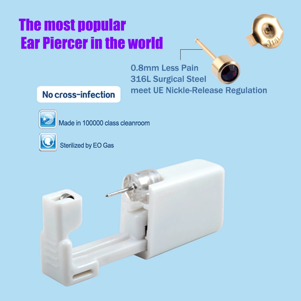 24pcs/Box Disposable Ear Piercing Gun Unit Safe Sterile Piercer Tool Machine Kit 3mm Mini Earring Adult Kids Jewelry Wholesale 6
