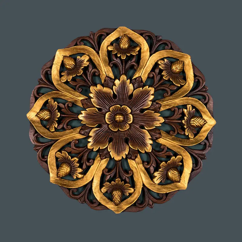 

Carved board teak carved solid wood Thai Chinese style porch living room wall decoration wall hanging craft jewelry painting