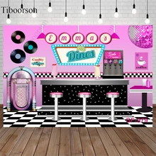 

Retro Diner Vintage American Restaurant Open Backdrop Custom High Quality Computer Print Newborn Party Background Studio Banner