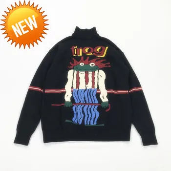 

Cartoon Women's Fore Embroidery Knitted Sweaters Winter Thick Warm Vintage Jacquard Sweater Knit Pullovers