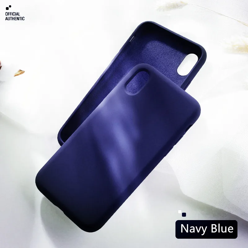 Navy Blue Официальный чехол для iPhone X XS MAX XR 7Plus жидкий силиконовый чехол для iPhone 7 8 6 S 6 S Plus Полные Защитные чехлы - Color: Navy Blue