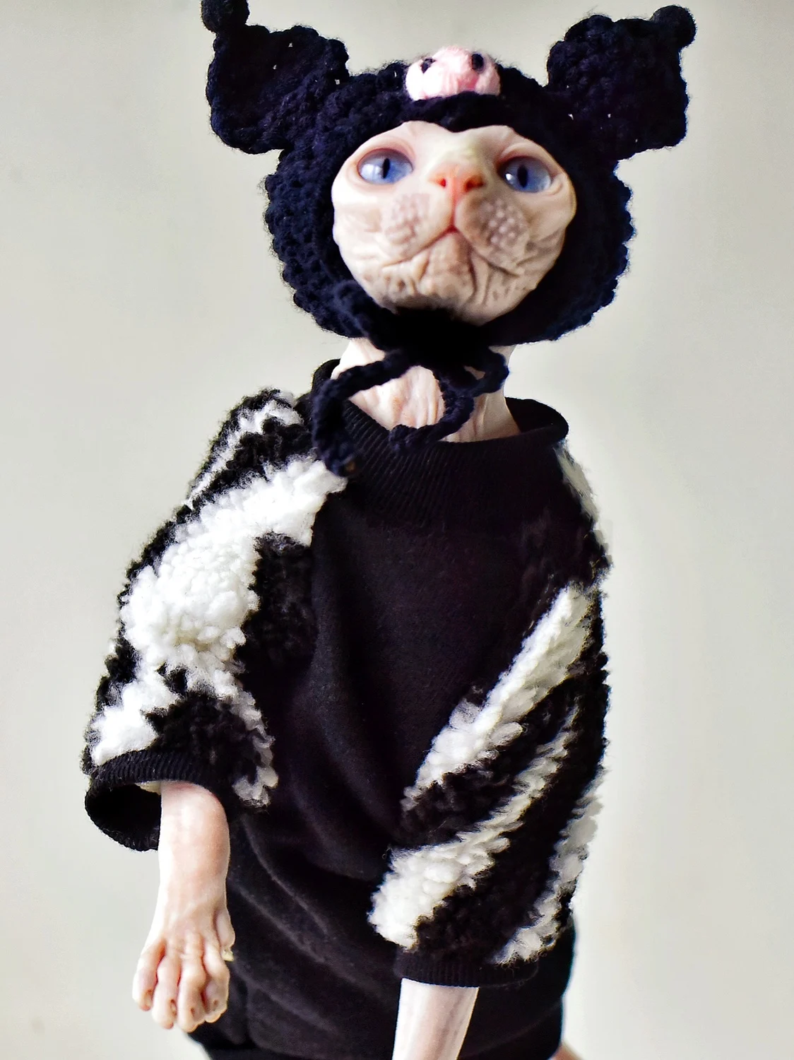 DUOMASUMI Damon Kitty Outfits Sphynx Cat Clothes Velvet Sweater Winter Warmth Hairless Cat Clothes Devon  Cornish Cat Clothing