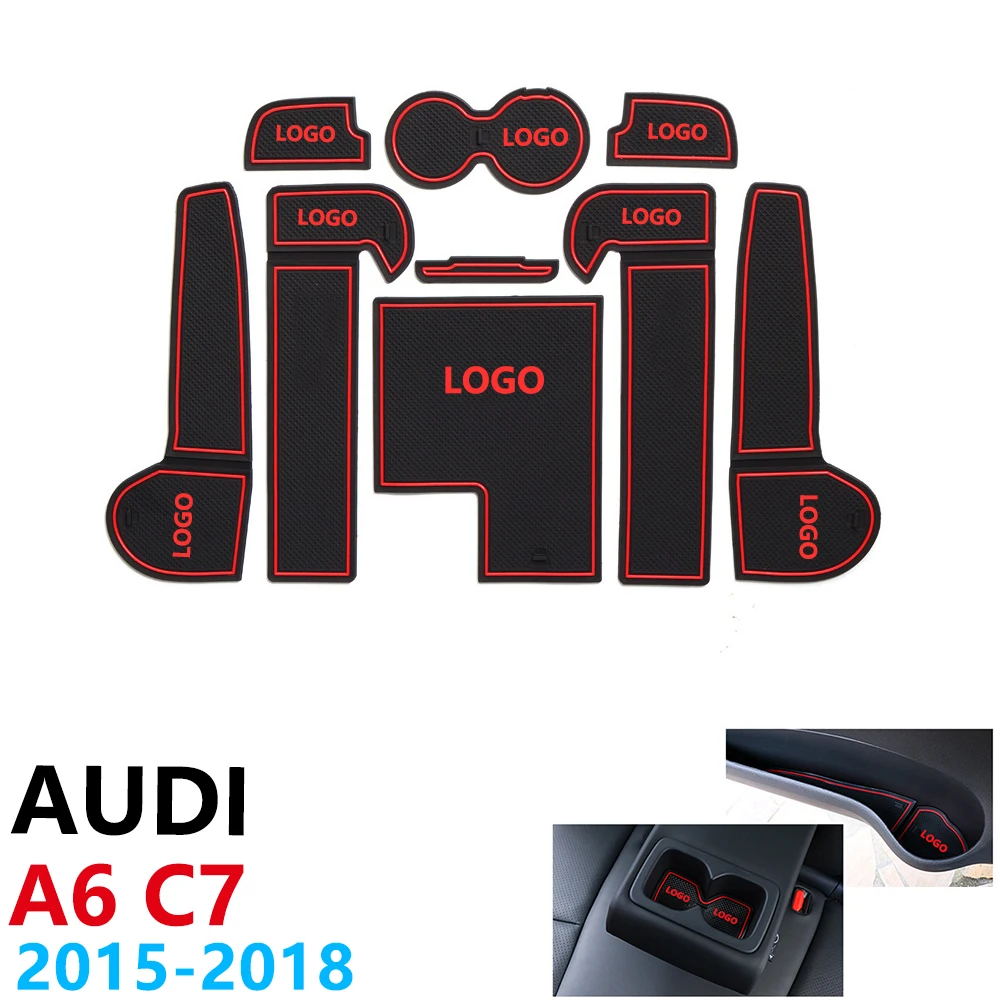 

Anti-Slip Rubber Cup Cushion Door Groove Mat for Audi A6 C7 A6 4G RS6 S6 S line RS 6 2015~2018 2017 Accessories mat for phone
