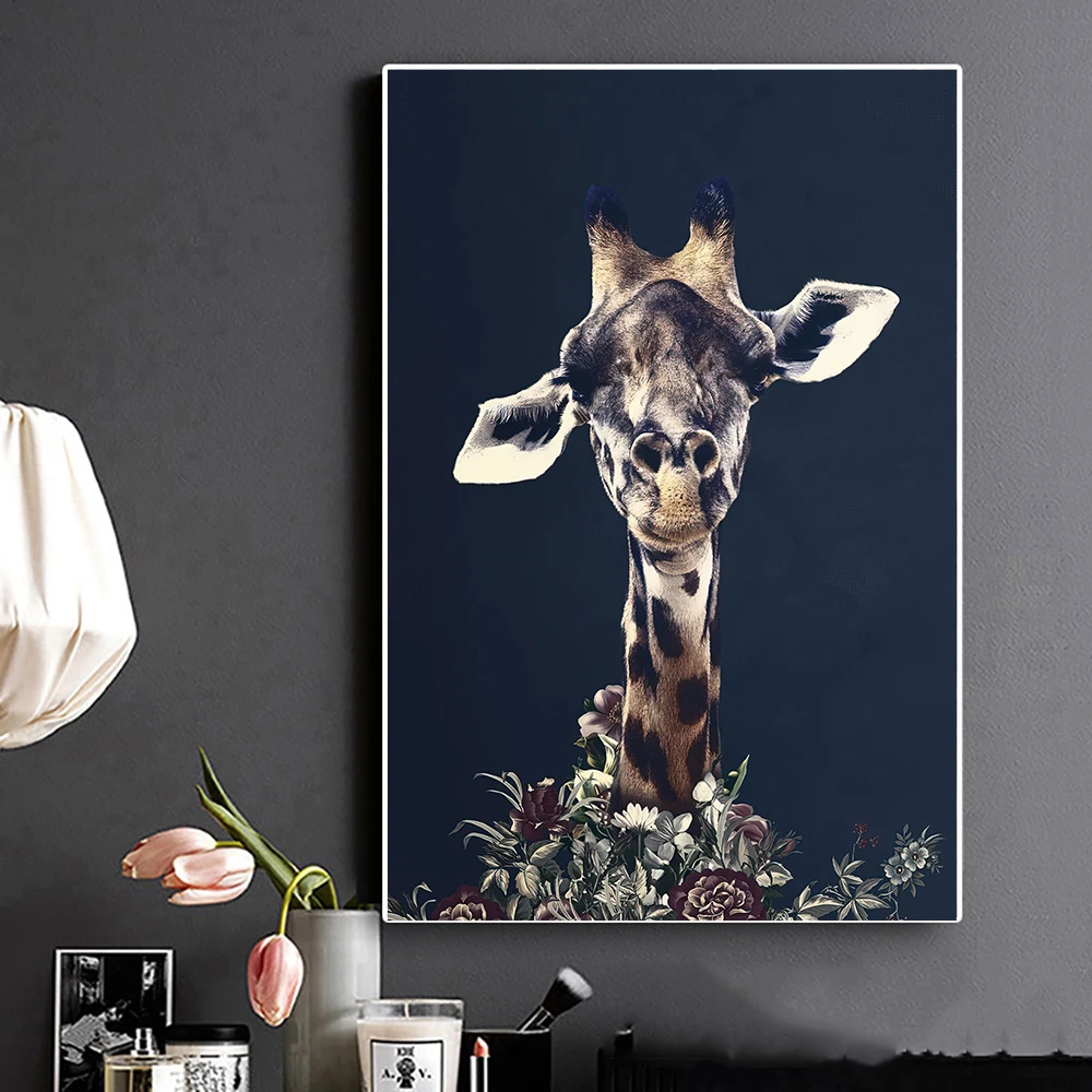 Black Wild Animal Painting Posters Canvas and Prints Tiger Lion Deer Paintings Vintage Wall Art Picture | Дом и сад