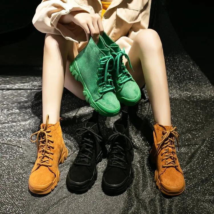 

2019 autumn and winter new Martin boots women Fashion simple solid color suede comfortable casual Martin boots