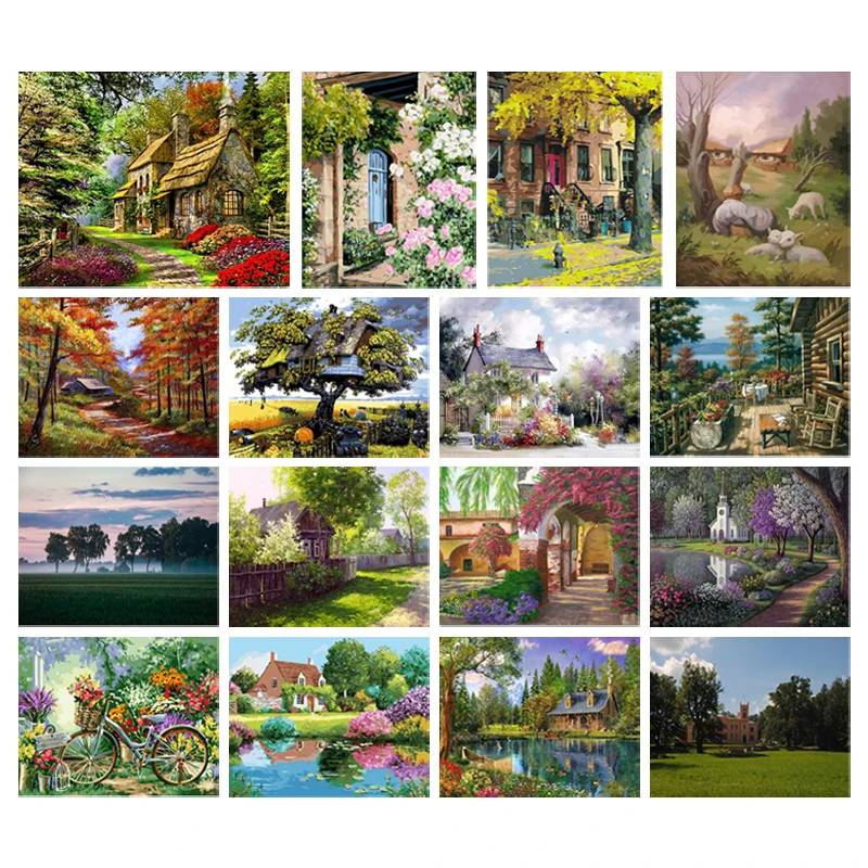 

DIY Full Square/Round Drill Diamond Painting Forest House Diamond Embroidery Landscape Art Painting Mosaic Oil Painting Picture