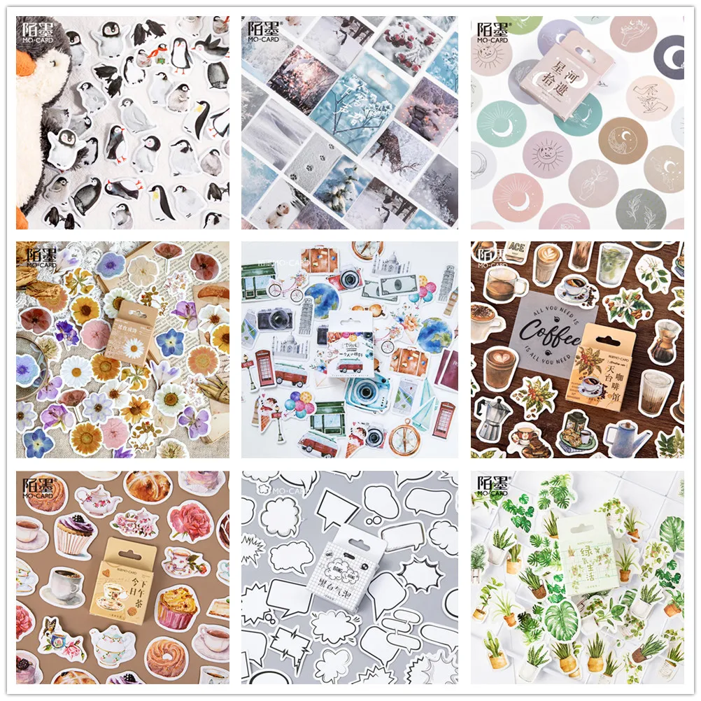 (42 puede elegir los estilos) pegatinas en caja de sello de bosque bricolaje álbum de recortes papel planificador diario álbum Vintage sello decoración @ TZ-0
