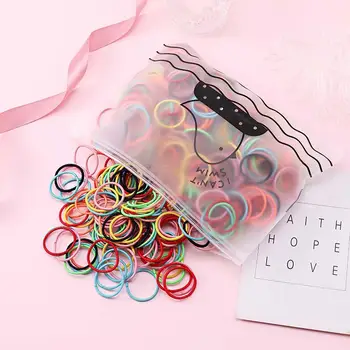 

100pcs/Bag Candy Color Girls Hair Rope Elastic Hair Bands Gum Fashion Colorful Ponytail Holder Scrunchie Hair Accessories