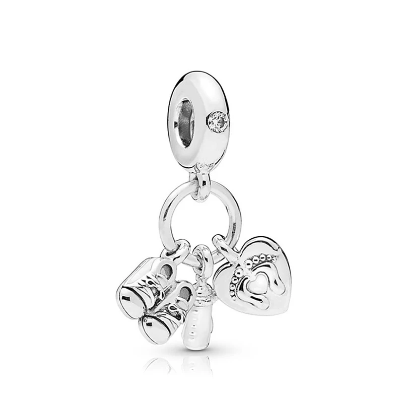 

Love Baby Shoes Pendant Fit Original Pan Charms Bracelet Feeding Bottle Kid Sole Heart Beads for Jewelry Making Women Bangle DIY