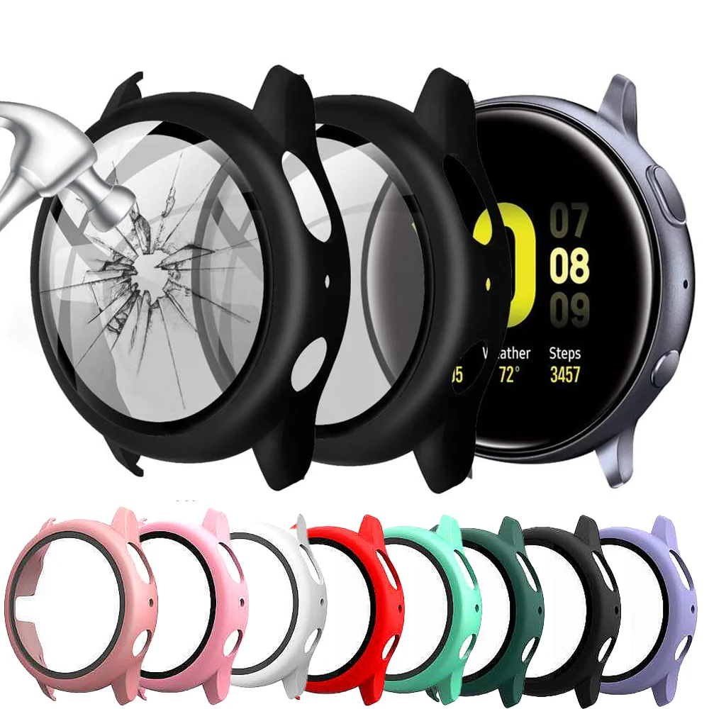 Vetro + Custodia Per Samsung Galaxy Watch Active 2 44Mm 42Mm Paraurti Con Copertura Completa + Protezione Dello Schermo Galaxy Watch Active 2 Accessor