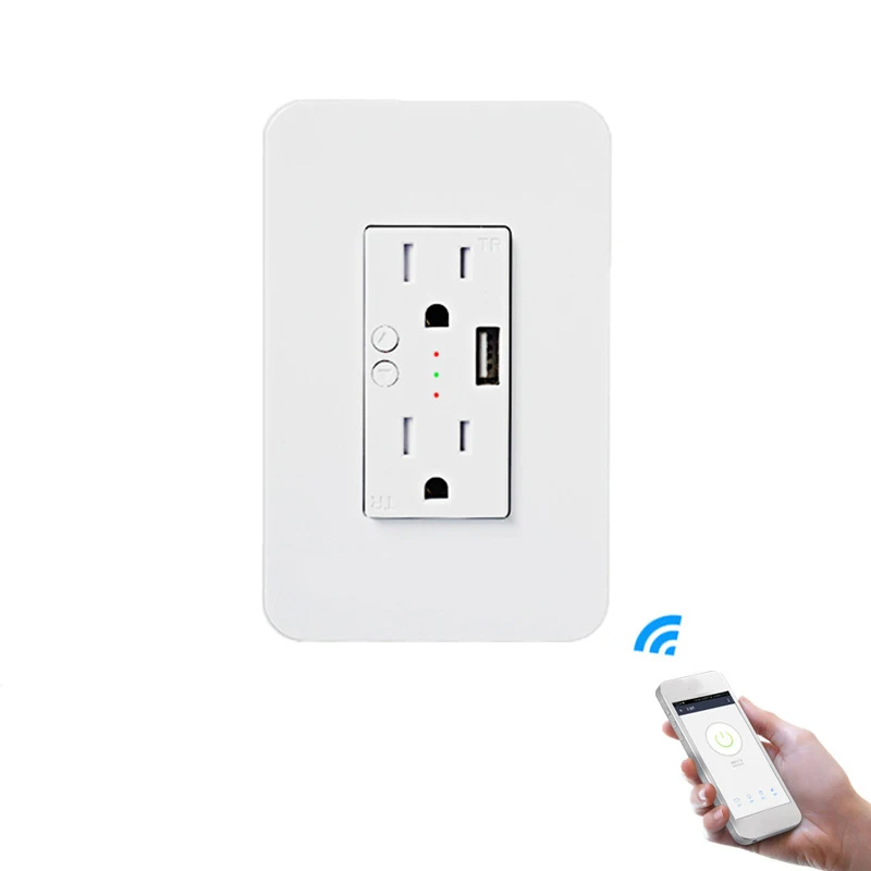 Smart in-Wall розетка, умная розетка подходит Alexa, Google Home, IFTTT с дуплексный независимый AC TR розетка, USB зарядное устройство Порт