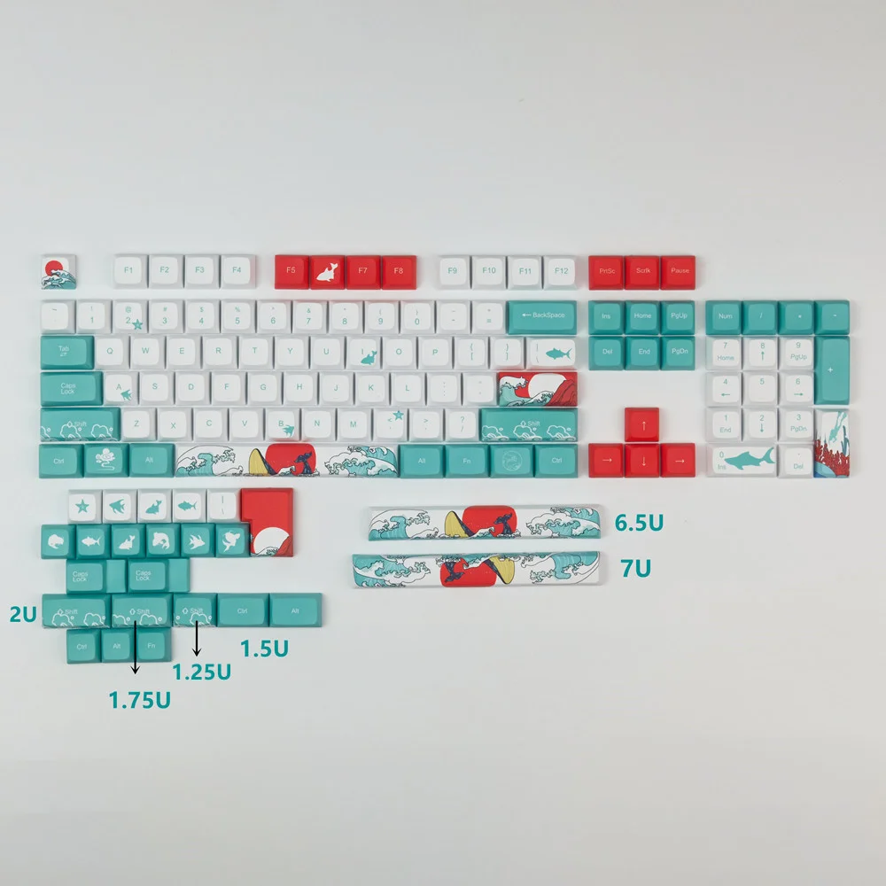 

Full Coral Sea Keycap XDA Profile 5-Faced Dye-subbed ANSI Layouts 128 Keys For GH60 GK61 GK64 84 87 96 104 108 980