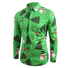 Feitong мужские рубашки Рождественская повседневная мужская рубашка снежинки Рождественская, Печать оленей Рождественская рубашка Топ Блузка