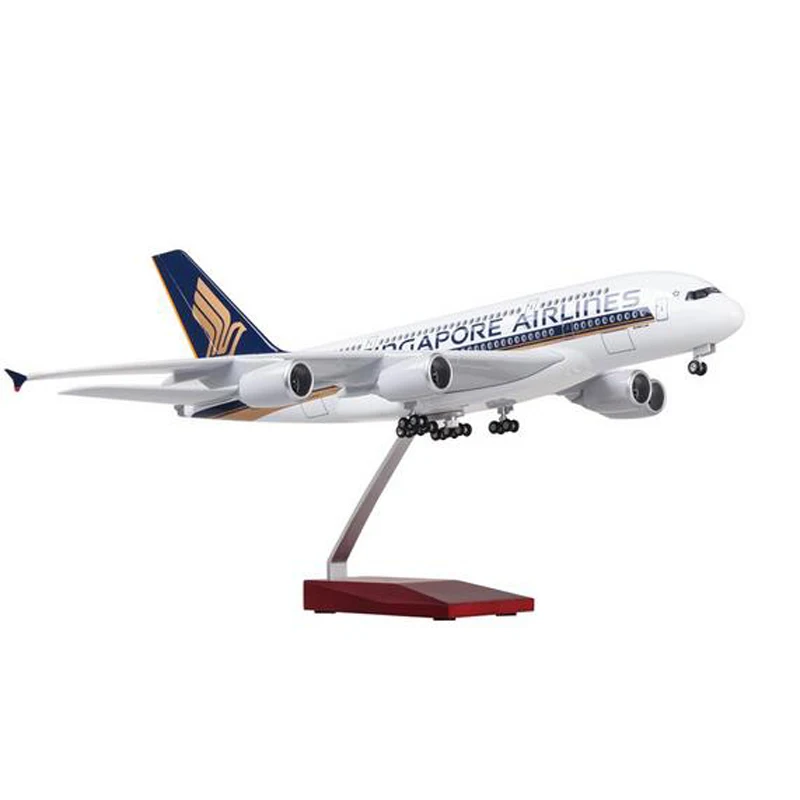 1: 160 весы 45 см модель самолета Аэробус авиакомпании Сингапура A380 с светильник