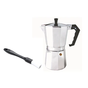 

50Ml Household Aluminium Latte Mocha Coffee Pot & Long Handle Coffee Grinding Machine Clean Brush Useful Brush Tools