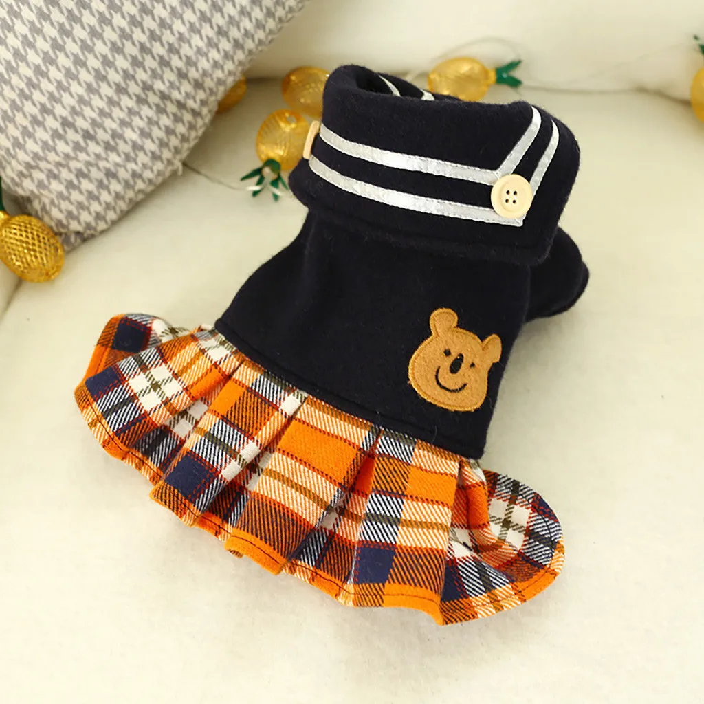 

Fashion Plaid Cute Princess Dress Autumn And Winter Comfort Cat Dog Clothing For Small Dogs Summer Chihuahua Tshirt Puppy 64P
