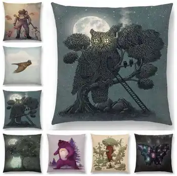 

Spaceman Pattern Cotton Linen Pillowcase for Home Office Seat Decor Sofa Waist Cushion Cover 18''