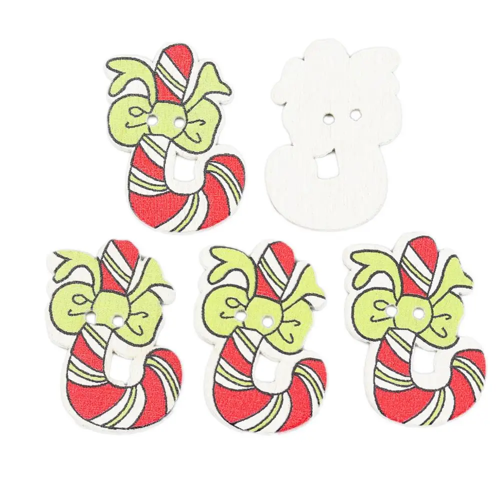 

Wood Buttons Two Holes Christmas Candy Cane Multicolor for Scrapbooking Crafts Sewing DIY Children Clothing Decor 26*18mm 50 PCs