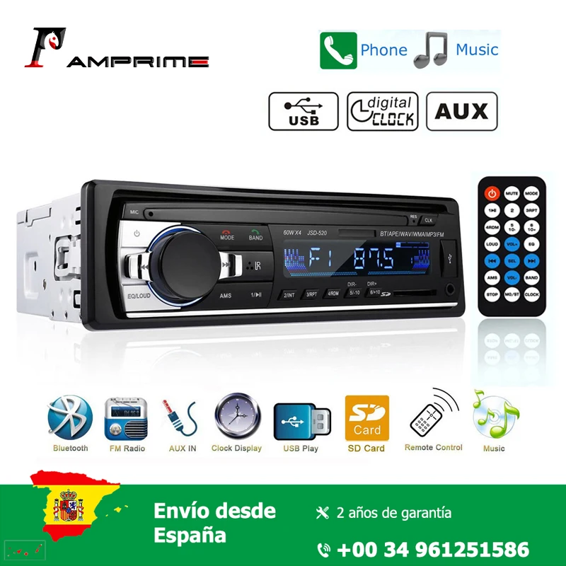 Tanie Radio samochodowe AMPrime 1 Din Stereo pilot cyfrowy bluetooth audio muzyka 12V odtwarzacz Mp3 USB SD AUX IN