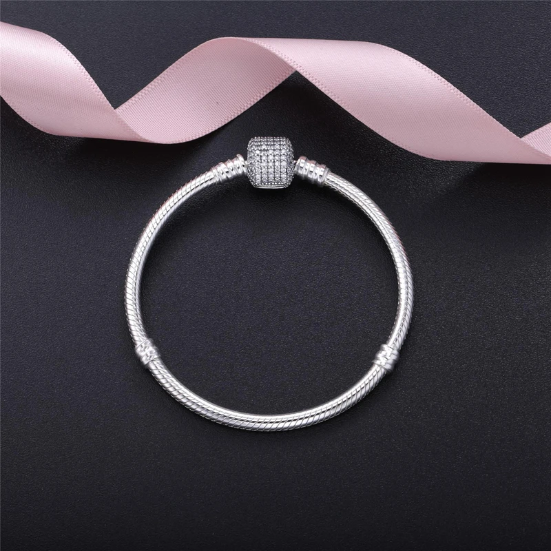 Подходит для оригинала Pandora Pulseira, очаровательный браслет, черное сердце, эмаль, золото, прозрачный CZ бисер, змеиная основа, цепочка для женщин, ювелирное изделие, сделай сам, подарок