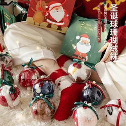 2 Pairs Ins-Christmas Balls Coral Fleece Thick Warm Socks Gift Box Christmas Gift Cartoon Sleep Socks Floor Socks