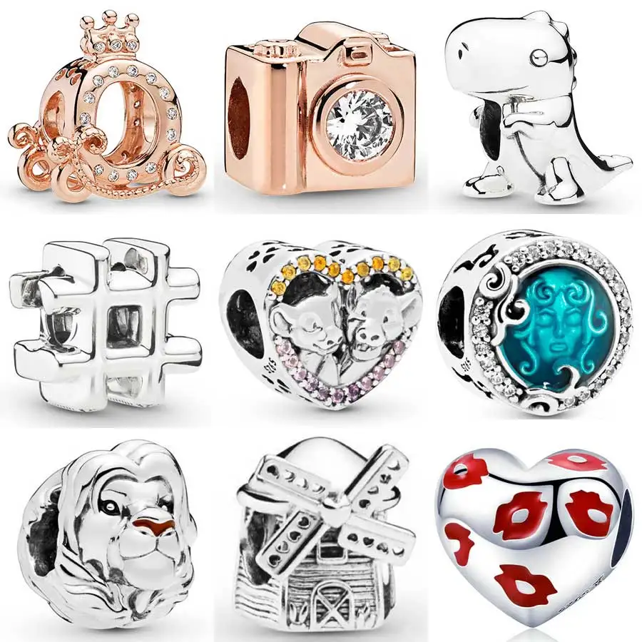 

Rose Crown Carriage Camera Simba And Nala Heart Dino The Dinosaur Charm Fit Pandora Bracelet 925 Sterling Silver Bead Charm